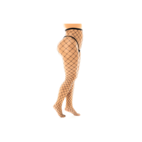 Collant grande taille large maille noire 